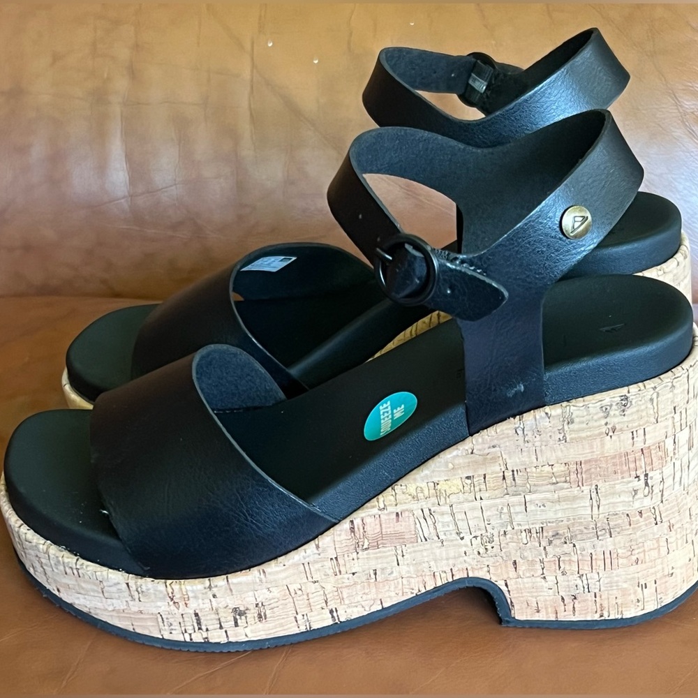 Reef Black Cork Platform Sandals - Picture 3 of 13